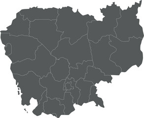 Obraz premium Vector regional blank map of Cambodia with provinces and administrative divisions. Editable and clearly labeled layers.