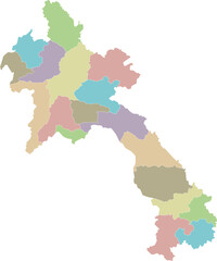 Vector regional blank map of Laos with provinces or territories and administrative divisions. Editable and clearly labeled layers.