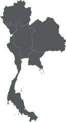 Vector blank map of Thailand with regions or territories and administrative divisions. Editable and clearly labeled layers.