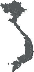Vector blank map of Vietnam with regions or territories and administrative divisions. Editable and clearly labeled layers.
