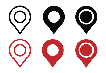 location pin icon symbol sign isolated on transparent background, map flat vector design