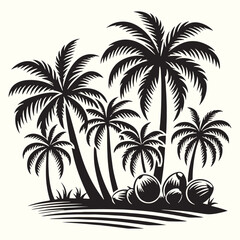 Editable Coconut Tree Silhouette Vector Illustration Design