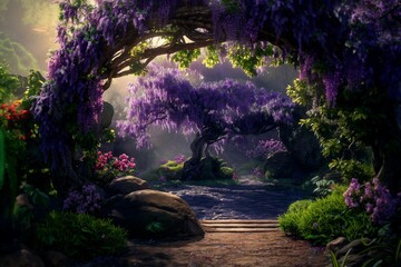 A giant wisteria in fantasy garden 