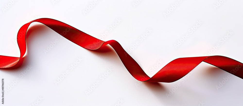 Poster A single red diagonal ribbon set against a white background with blank space for text or images creating a visually appealing copy space image
