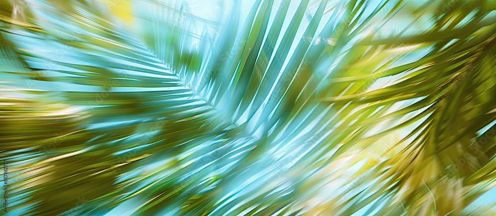 Poster blurry leaves of a moving palm tree create an abstract pattern suitable for business blogs t shirt d