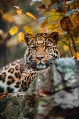 leopard on a beautiful nature background. Selective focus.