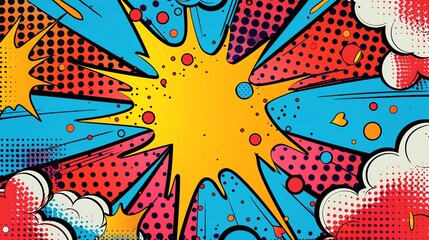 A pop art explosion of bold colors and dynamic shapes.