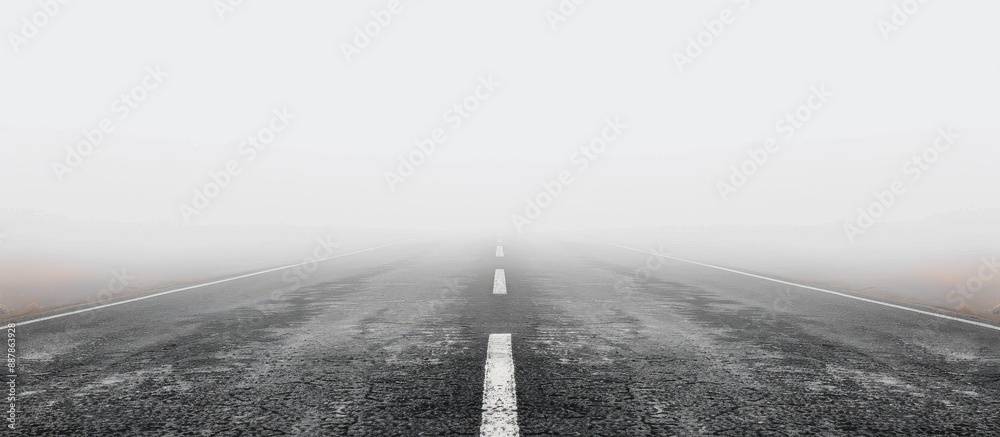 Poster an asphalt road stands alone in a white backdrop allowing for copy space image