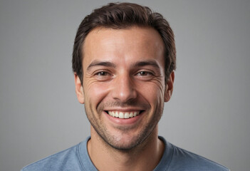 Fototapeta premium Portrait view of a regular happy smiling Andorra man, ultra realistic, candid, social media, avatar image, plain solid background