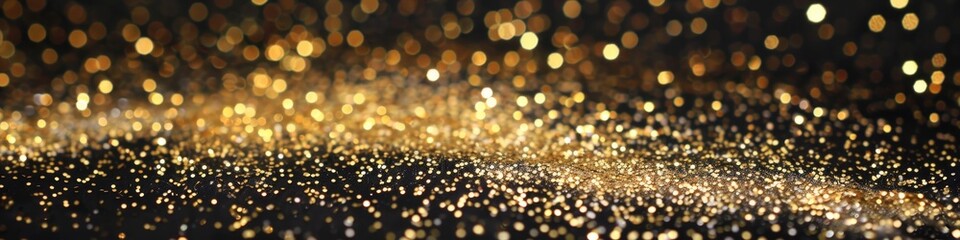 Glitter Holiday. Shiny Gold Glittering Particles Falling in Abstract Background