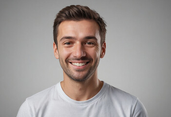 Fototapeta premium Portrait view of a regular happy smiling Croatia man, ultra realistic, candid, social media, avatar image, plain solid background
