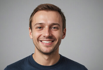 Fototapeta premium Portrait view of a regular happy smiling Estonia man, ultra realistic, candid, social media, avatar image, plain solid background
