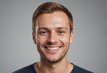 Obraz premium Portrait view of a regular happy smiling Estonia man, ultra realistic, candid, social media, avatar image, plain solid background