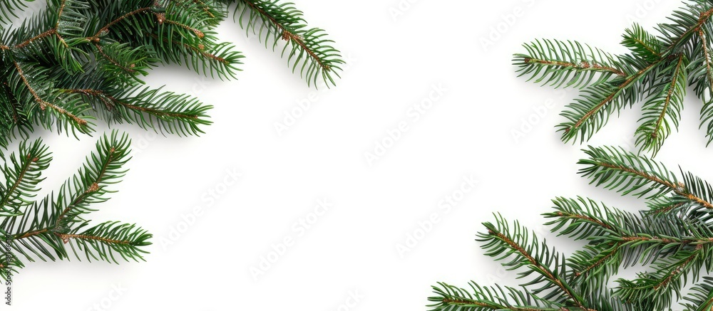 Aufkleber white background border with christmas tree branches ideal as a christmas card template featuring em