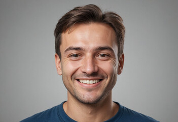 Fototapeta premium Portrait view of a regular happy smiling Moldova man, ultra realistic, candid, social media, avatar image, plain solid background