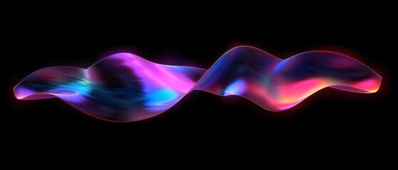 Colorful abstract shape with a smooth surface is flowing on a black background