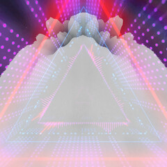 neon red and purple triangular pattern and design