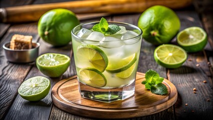 Fototapeta premium A refreshing caipirinha in a rocks glass.