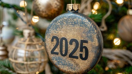 2025 Christmas bauble closeup festive decoration New Year celebration concept