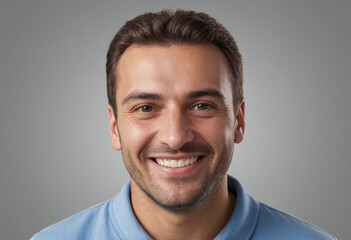 Obraz premium Portrait view of a regular happy smiling San Marino man, ultra realistic, candid, social media, avatar image, plain solid background