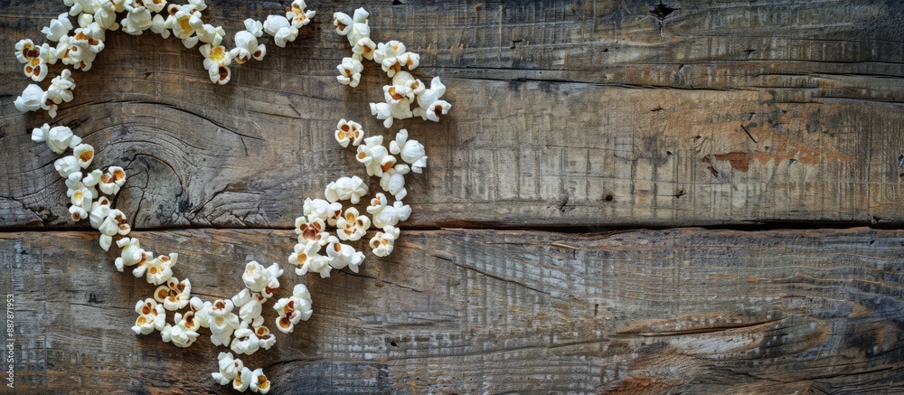 Aufkleber popcorn heart displayed on a wooden backdrop with copy space image