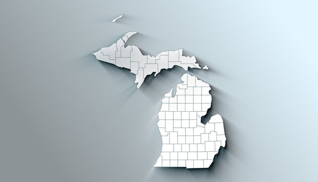 Modern Dynamic White Map of Michigan with Counties