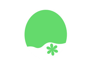 a green circle with a white wave and a green flower on a transparent background isolate the logo,