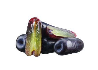 Black grape fruit isolated on white background.