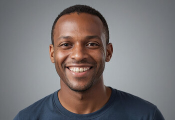 Obraz premium Portrait view of a regular happy smiling Dominica man, ultra realistic, candid, social media, avatar image, plain solid background