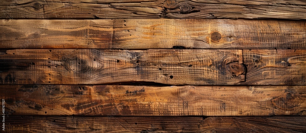 Fototapete Detailed shot showcasing the rugged textures of a wooden plank background ideal for adding text or graphics with available copy space image