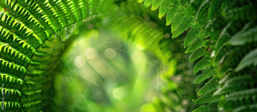 Aufkleber tropical leaf tunnel on a verdant fern leaf background with copy space image