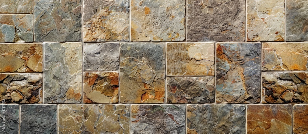 Poster Stone tile pattern background with complimentary copy space image for product placement or ad design