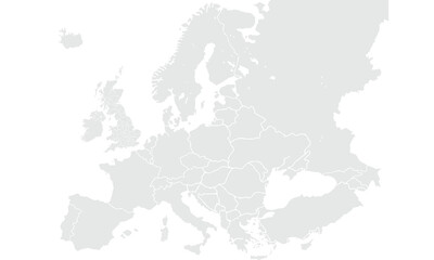 Obraz premium Europe map Grayscale,isolated on white background for website layouts,background,education, precise,customizable,Travel worldwide,map silhouette backdrop,earth geography, political,reports.