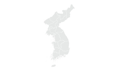 political map of korea Grayscale,isolated on white background for website layouts,background,education, precise,customizable,Travel worldwide,map silhouette backdrop,earth geography, political.