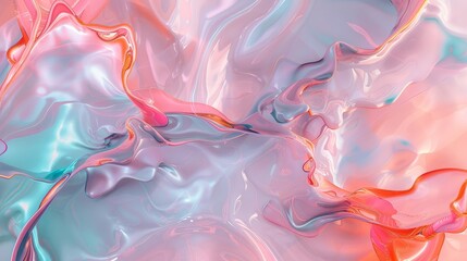 Obraz premium Background with pink and teal gradients liquid patterns and floral shapes