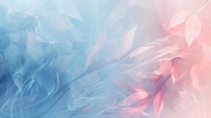 Fototapeta premium Abstract wallpaper with blue and pink swirling patterns and ghostly floral motifs