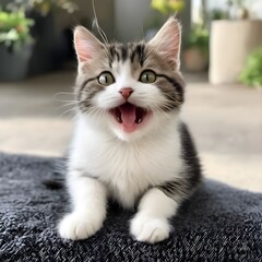 Chubby, smiling cat.
Generative AI