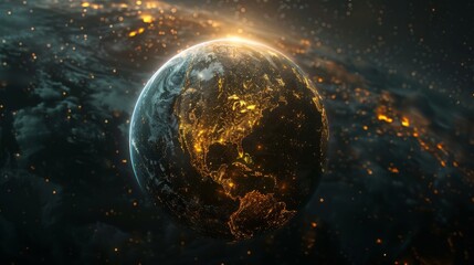 Obraz premium Night Earth illuminated from space