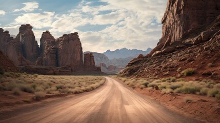 Fototapeta premium Dusty Road Through Majestic Canyon