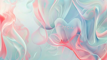 Obraz premium Light mint and pink background with gentle reflections and MOM text