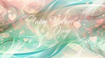 Green and rose background with flowing patterns and Happy Mother's Day text