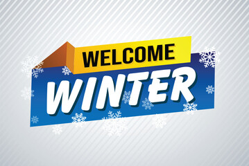 welcome winter word text concept icon logo sign symbol vector note blue style for use landing page, template, social media, web, mobile app, poster, banner, flyer, background, gift card, coupon


