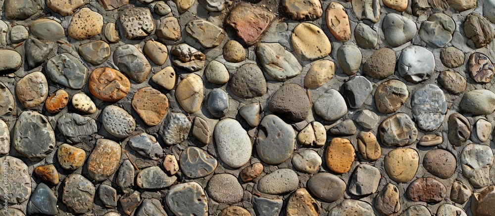 Poster Background with various textures of pebble floor includes copy space image