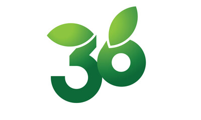 36 Leaf Logo Number Green Simple Nature