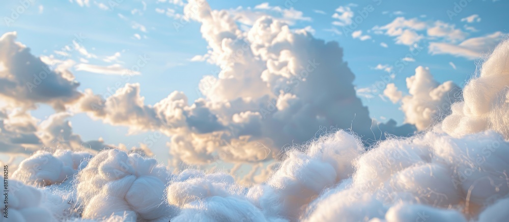 Poster cotton wool wording set against a sky backdrop with clouds providing ample copy space image