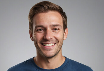 Fototapeta premium Portrait view of a regular happy smiling Australia man, ultra realistic, candid, social media, avatar image, plain solid background
