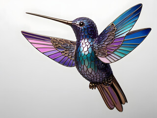 Obraz premium bird of paradise,hummingbird on pink background,hummingbird and flower,hummingbird and flower