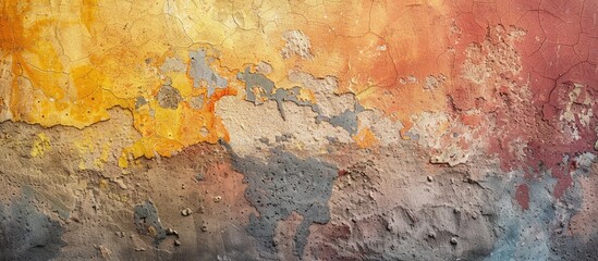 Obraz premium A textured multicolored plastered wall creating an abstract backdrop with copy space image available