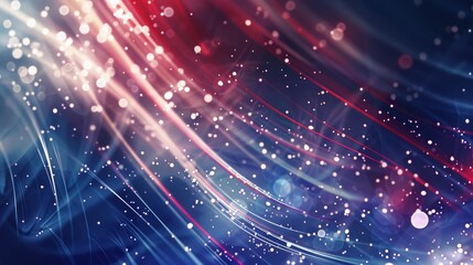 Obraz premium Swirling red and white lines on a navy to sky blue gradient background