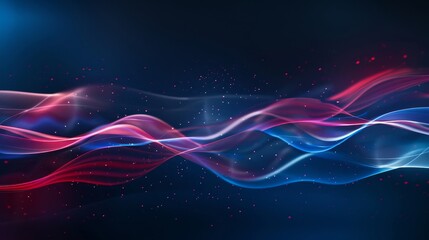 Background with navy to sky blue gradient and swirling red white lines sparkles